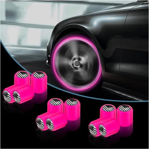 Vista 23 de 12 tapones fluorescentes para válvulas de neumáticos, resistentes a la corrosión, para automóvil, con forma de calavera iluminada luminosa que