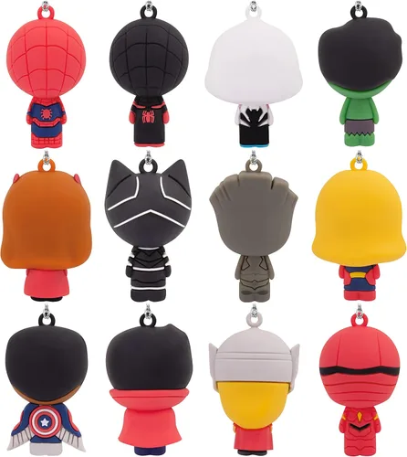 Vista 2 de Calendario de Adviento de Cuenta Regresiva de Marvel de Hallmark Conjunto de Árbol de Navidad en Miniatura con 12 Adornos Mini, Plástico