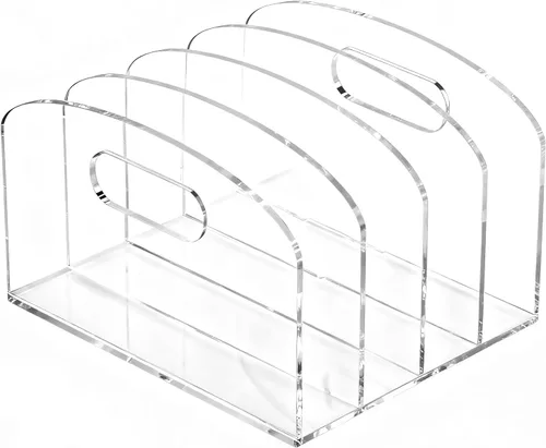 Vista 8 de Jumyee Organizador de carpetas de archivos de acrílico, caja organizadora de archivos colgante transparente para tamaño carta/A4, caja
