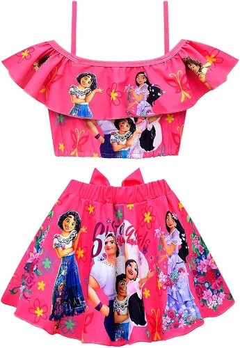 Vista 2 de FUNTEKS Toddler Baby Girls Bathing Suit Two Piece Swimsuit Bikini Summer Beach Wear Swimwear for 3-10 Years