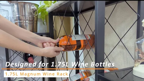 Vista 8 de Mango Steam Consola de estante de vino con mesa de cristal (34 botellas, negro)