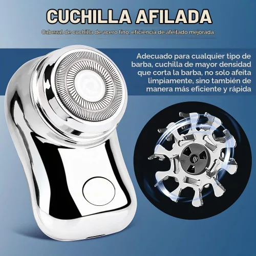 Vista 3 de Mini máquina de afeitar eléctrica portátil, maquinilla de afeitar Plateado