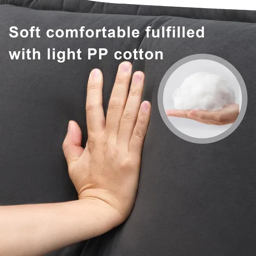 Vista 6 de Moderno sofá modular en forma de U con almohadas para la cintura, sofá cama con diván, sofá tapizado simétrico de felpilla de 6 asientos para sala