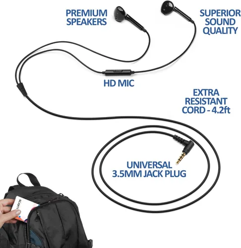Vista 2 de LUDOS Zenith - Auriculares intraurales con cable, auriculares con micrófono, con cable para auriculares Jack de 0.138 in para iPhone, Samsung