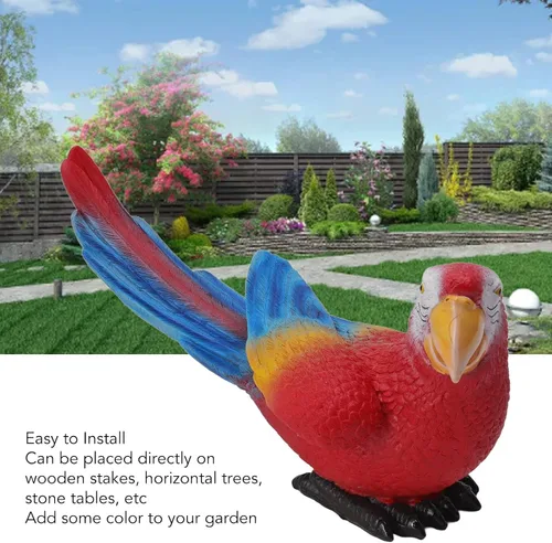 Vista 3 de TOPINCN Escultura de pájaro, escultura de loro, adorno decorativo de pájaro, estatua de pájaro colgante al aire libre, loro trasero, porche