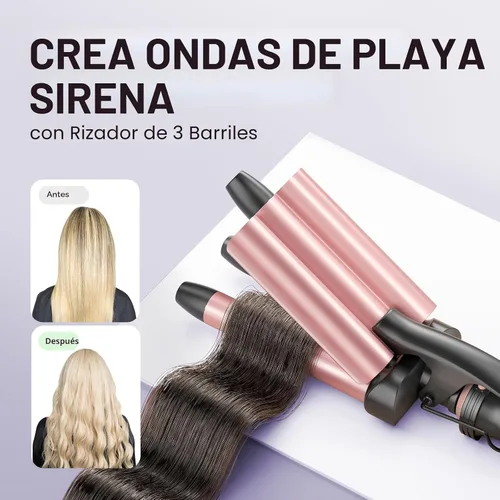 Vista 5 de Wavytalk Juego de rizadores 5 en 1, juego de rizadores de doble voltaje con 5 barriles intercambiables incluidos un cepillo térmico, un rizador