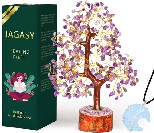 Vista 8 de JAGASY Regalos de cristal para hombres, árbol de la vida, decoración de habitación, artículos de Feng Sui, árbol de cristal para energía positiva