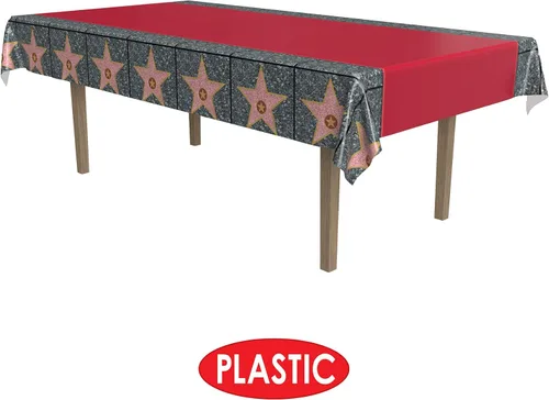 Vista 3 de Beistle Mantel de mesa con diseño de estrella roja de plástico Hollywood para fiesta, noche de cine y premios, decoración de mesa para banquetes