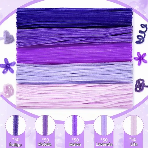 Vista 6 de Peryiter 371 Pcs Pipe Cleaners Set, Floral Supplies, Purple Morado