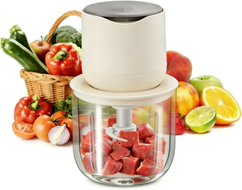 Vista 9 de Picador eléctrico de ajo, mini picador portátil de verduras, molinillo de ajo de 8.5 fl oz, triturador de cebolla, licuadora a verduras, procesador