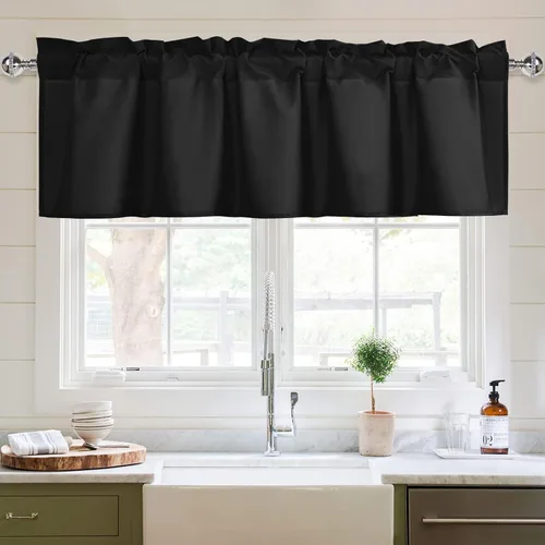 Vista 37 de XWZO Cortinas de cenefas de cocina para ventanas, sala de estar, dormitorio, baño, cubiertas superiores, estilo granja rústico, comedor, aislamiento