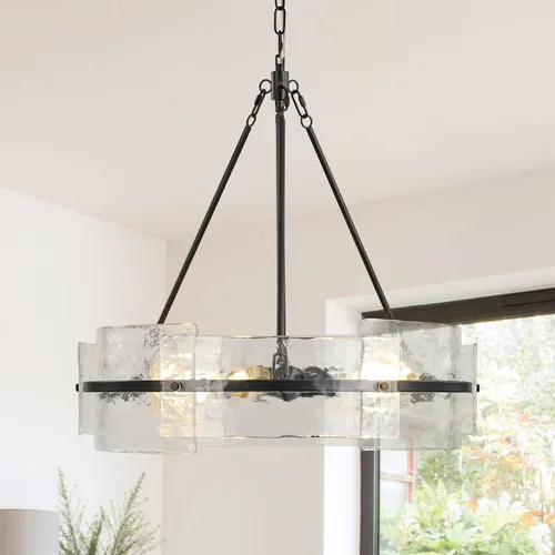 Vista 10 de Lámparas modernas del comedor del tambor del oro, 22" luces texturizadas Oro cepillado