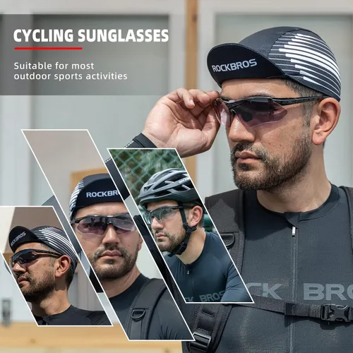 Vista 2 de ROCKBROS Photochromic Sports Sunglasses Mens Pickleball Glasses Cycling Glasses MTB Sunglasses, with Removable Elasctic Band