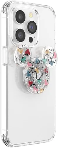 Vista 3 de PopSockets Agarre adhesivo para teléfono, soporte, soporte para teléfono, Disney - Luces navideñas Mickey