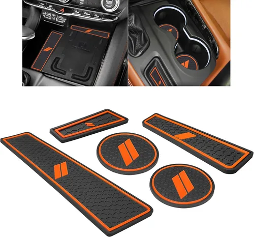 Vista 16 de para Accesorios de Dodge Durango 2021 2022 2023 2024 2025 2026 (Versión de 7 Asientos) Alfombrilla de Forro de Consola Central Insertos de Rojo