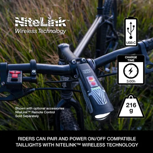 Vista 3 de NiteRider Lumina Max 1500/2000/2500 Bike Light USB-C Rechargeable LED Headlight with Wireless Control, 8 Lighting Modes, 8-Step Fuel Gauge, IP64