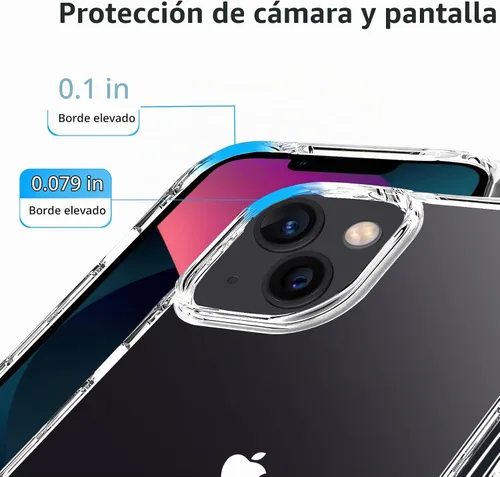 Vista 4 de JJGoo Compatible con iPhone 13 Funda transparente, transparente a prueba de golpes, delgada, antiarañazos, carcasa protectora de policarbonato duro