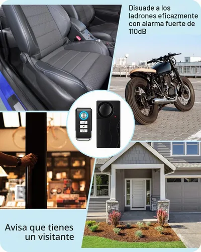 Vista 3 de WSDCAM Alarma de motocicleta de 110 db con control remoto inalámbrico vibración antirrobo alarmas de seguridad