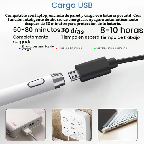 Vista 5 de Lápiz capacitivo activo compatible con pantallas táctiles iOS y Android, lápiz con función de doble toque, lápiz recargable para iPad/iPad