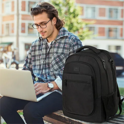 Vista 3 de Mochila para la escuela, mochila universitaria expandible de 15.6 pulgadas para niños y niñas, mochila de viaje antirrobo con puerto de carga USB