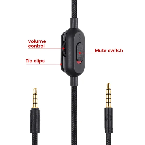 Vista 7 de Cable auxiliar G433 para auriculares Logitech Wired G233, G Pro, G Pro X Gaming Cable de audio de 0.138 in (1/8") con silencio en línea y control