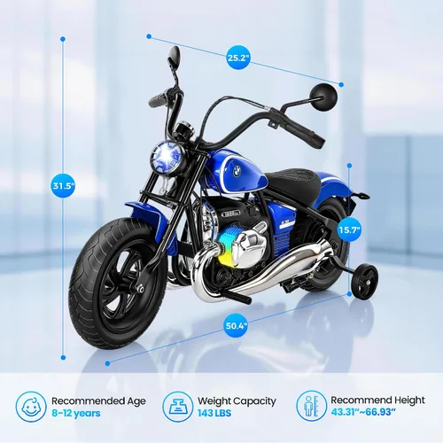 Vista 9 de Licensed BMW R18 Electric Motorcycle for Kids, Blue