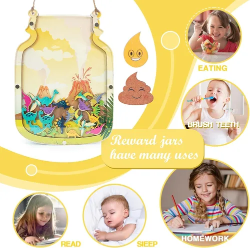Vista 5 de 102 Frasco de Recompensas de Dinosaurios para Niños Pequeños, Tabla de Recompensas para Niños, Sistema de Comportamiento de Dinosaurios para Regreso