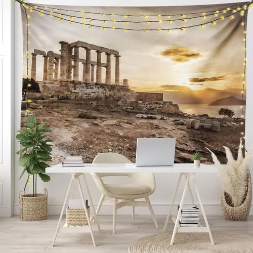 Vista 69 de Ambesonne Tapiz de hongos, atmósfera psicodélica, escena astral estrellada con motivos orientales trippy, decoración de tela para colgar en la pared