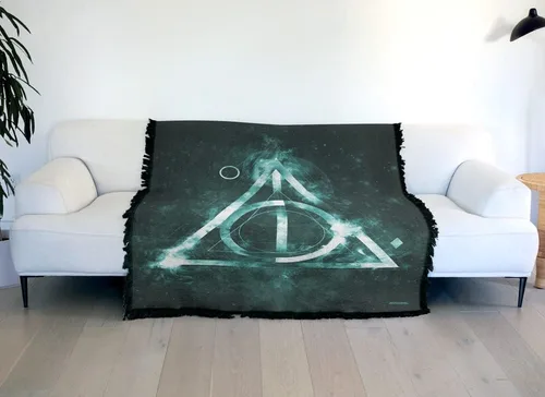 Vista 6 de Manta de Harry Potter, 50 x 60 pulgadas, tapiz tejido de mezcla de algodón con flecos
