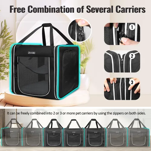 Vista 4 de Petskd Transportador de mascotas combinable para gatos grandes o perros medianos, transportador grande de 18 x 17 x 17 pulgadas para viajes
