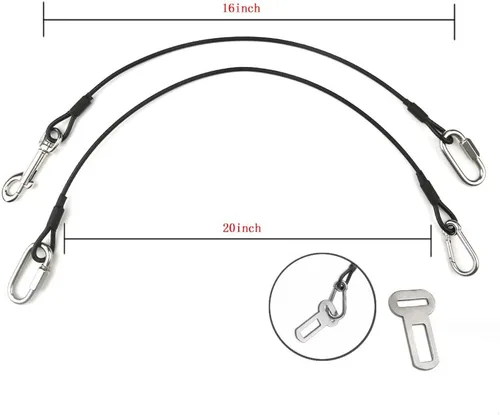 Vista 3 de Sonku - Paquete de 2 cinturones de seguridad de automóvil para perros, correas de seguridad de cable de acero a prueba para perros pequeños