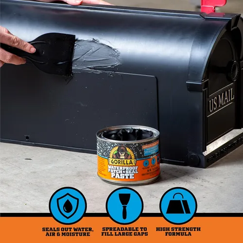 Vista 3 de GORILLA - Pasta selladora de goma impermeable para parche y sellado, negra, lata de 1 libra (paquete de 1)