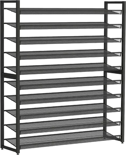 Vista 12 de Zapatero de metal, organizador de zapatos grande de 8 niveles, zapatero vertical de metal resistente de 4 niveles apilable para almacenamiento
