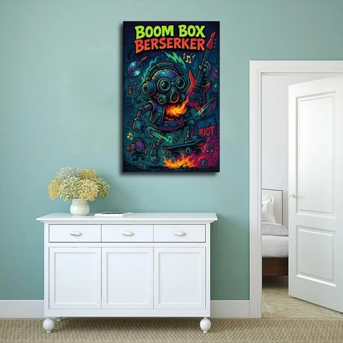 Vista 4 de KKAIO Boom Box, A Retro Sound Box by Crazy Audio Maniac, Is A Punk Street Pop Style Canvas Art Poster And Wall Art Picture Print Modern Family