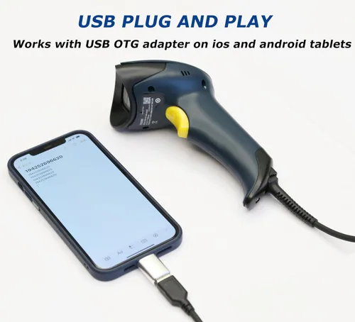 Vista 3 de TEEMI Escáner de código de barras QR con soporte de detección automática manos libres de mano automático USB con cable 1D 2D lector de códigos