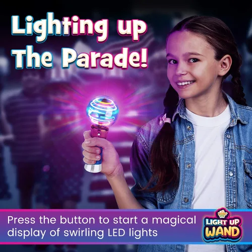 Vista 5 de Varita de luz para niños en caja de regalo, varita de juguete LED giratoria para niños y niñas, juguetes sensoriales de princesa mágica para niños