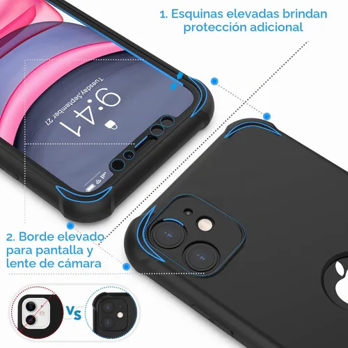 Vista 3 de ORETECH Funda para iPhone 11, con [2 protectores de pantalla de vidrio templado] [prueba de caídas de grado militar de 10 pies]