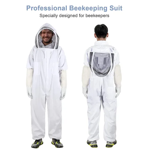 Vista 4 de Trajes de Apicultor para Hombres y Mujeres, Traje de Apicultor con Guantes de Apicultura, Traje de Apicultura con Capucha y Velo, Traje de Apicultor