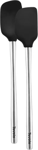 Vista 47 de Tovolo Espátula para Frascos de Silicona con Mango Largo de Acero Inoxidable Espátula Raspadora Naranja Albaricoque, Raspador de Frascos Resistente