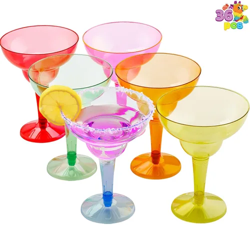 Vista 8 de JOYIN Paquete de 36 vasos de plástico de margarita de 12 onzas, desechables, decoración de fiesta de Cinco de Mayo, para diversión de suministros