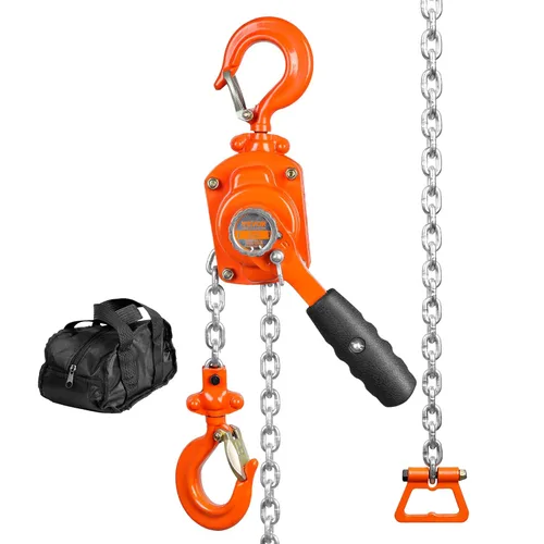 Vista 13 de VEVOR Polipasto de Cadena con Palanca Manual, Capacidad de 1/4 Tonelada 550 lbs 5 Pies Come Along, Acero al Carbono Galvanizado G80 con Freno