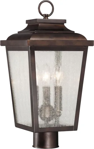Vista 3 de THE GREAT OUTDOORS Irvington Manor - Soporte de poste LED en bronce Chelesa y vidrio sembrado
