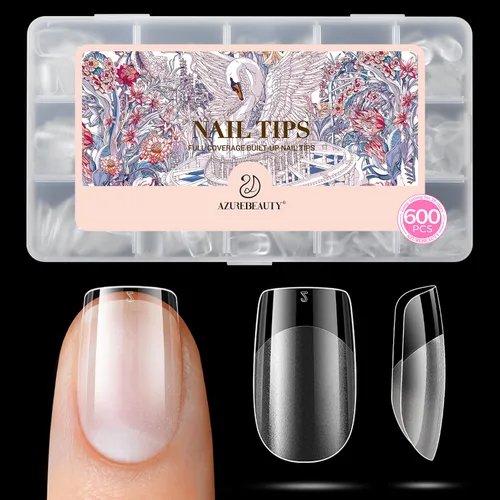 Vista 12 de Puntas de uñas cortas de almendra, 600 puntas de uñas de gel suave Almendra Corta