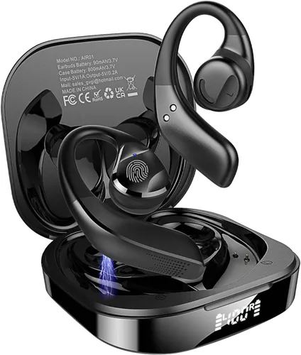 Vista 10 de BANIGIPA Auriculares de oreja abierta con micrófono de brazo desmontable, auriculares Bluetooth 5.4 con micrófono de cancelación de ruido