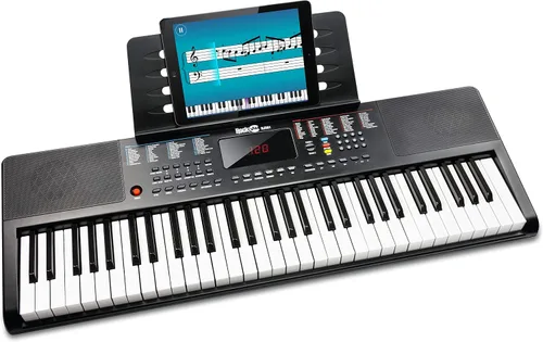 Vista 6 de RockJam Piano de teclado de 61 teclas con kit de pantalla LCD, soporte, banco, auriculares y teclado compacto de 61 teclas con soporte