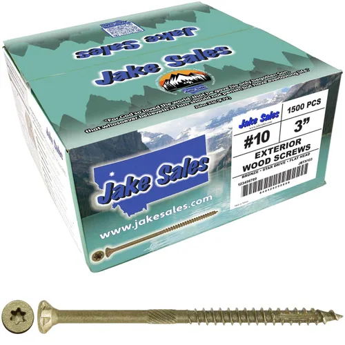 Vista 17 de 8 x 1 revestimiento exterior recubierto de bronce, tornillo de madera multiusos compatible con ACQ, cabeza plana Torx/Star Drive de 1 libra, 288