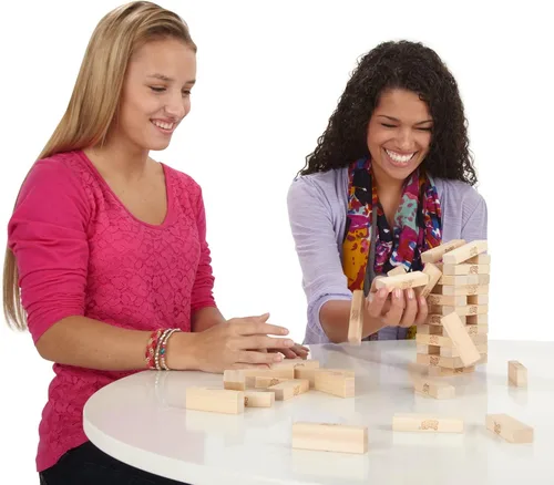 Vista 3 de Hasbro Jenga Classic Wood Block Game Trouble - Juego de mesa para niños a partir de 5 años