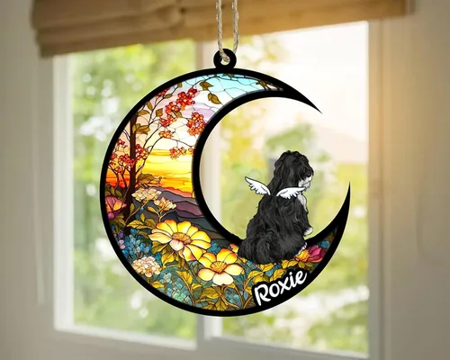 Vista 462 de LOVELYPOD Adorno de Navidad personalizado para perro Basset Hound (marrón) Basset Hound (marrón) adorno para atrapasoles de perro, razas de perros