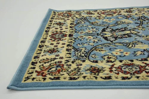 Vista 9 de Unique Loom Kashan Collection - Alfombra tradicional con diseño floral, color negro Celeste/azul marino