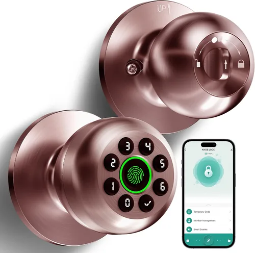 Vista 7 de KLLOQUE Fingerprint Door Lock, Smart Fingerprint Door Knob with Keypad, Biometric Door Lock with App Control, Auto Lock Door Lock with Code, Keyless